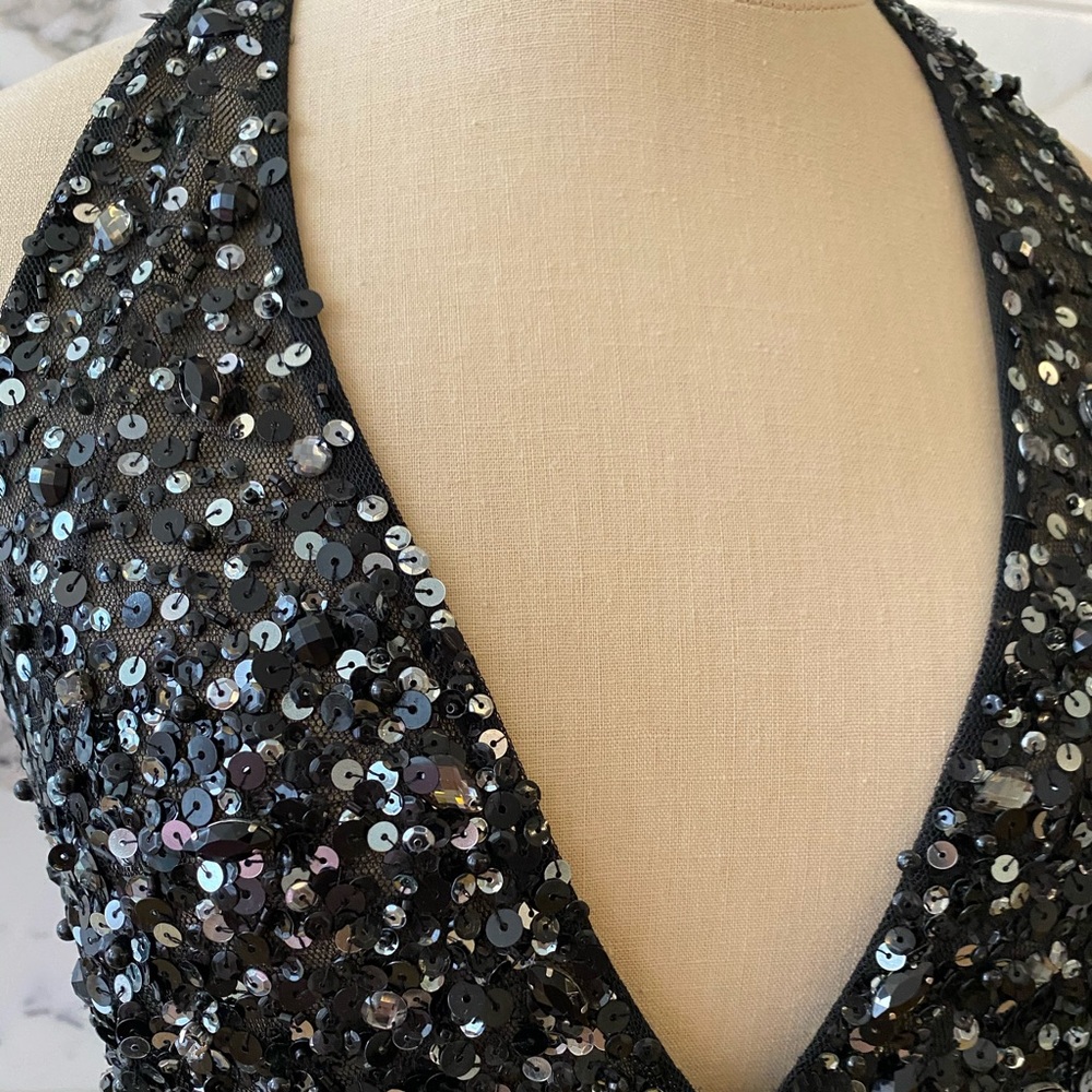Basic Black Label Black Sequin V-Neck Halter Gown - image 8